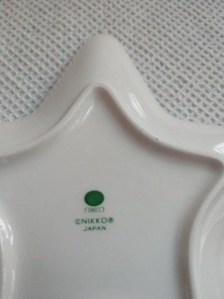Nikko Japan Christmas Tree Dish Star Shaped Porcelain Trinket Candy Dish Vintage