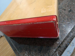 VTG Large Pine Tone & Chippy Red Solid Wood Silverware Flatware Chest Box