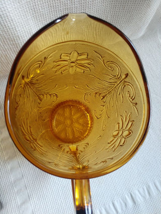 MCM Amber Pitcher Pressed Glass Heavy EUC