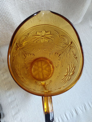 MCM Amber Pitcher Pressed Glass Heavy EUC