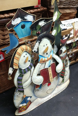 Lrg Metal Snowman w stand price firm