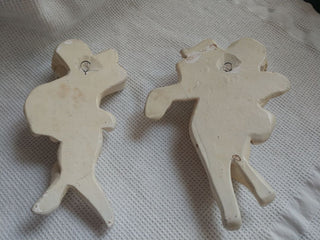 2 CHALKWARE PLASTER WALL HANGING ANGELS CHERUBS 7.5"