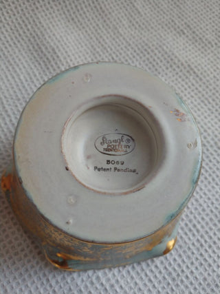 Vtg Stangl Ceramic Candle Holders Seafoam And Gold #5069