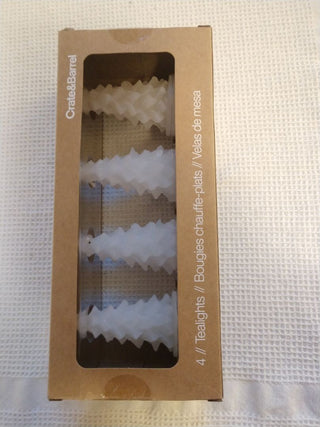 Crate & Barrel white xmas tree candles box of 4