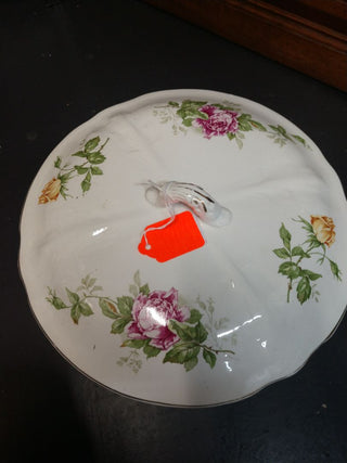 Staffordshire English Floral Chamber Pot w Lid
