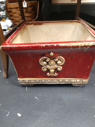 Set of 2 Red Square Flower pots
