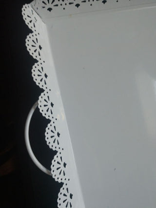 White Metal Serving Tray 17" x 11"