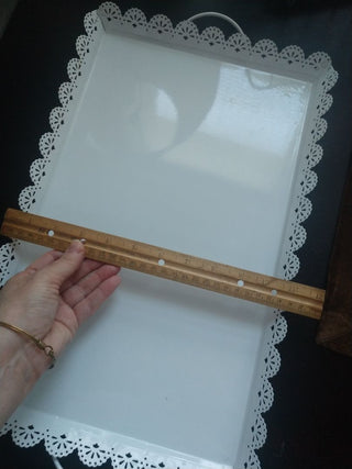 White Metal Serving Tray 17" x 11"