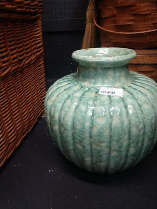 Large Heavy Green Speckled  Vase