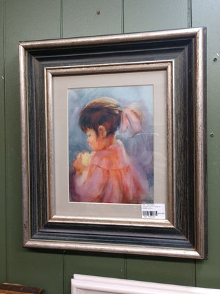 Framed print of Little Girl Profile in Pink