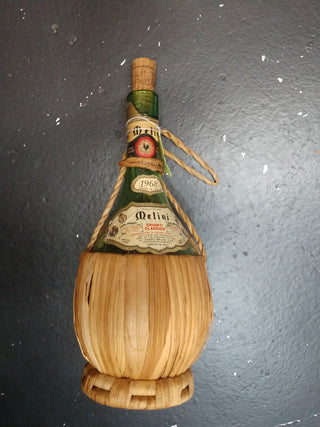 1968 Med Green Vintage Chianti Bottle