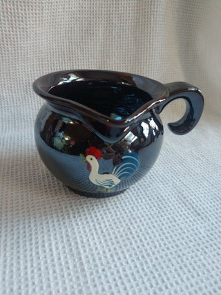 Brown Luster Ware Creamer w/ Rooster
