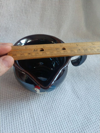 Brown Luster Ware Creamer w/ Rooster