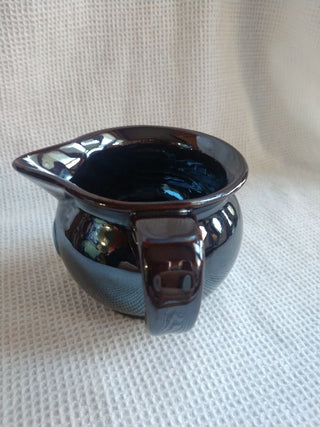 Brown Luster Ware Creamer w/ Rooster