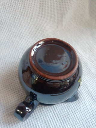 Brown Luster Ware Creamer w/ Rooster