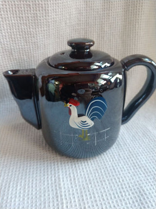 Brown Luster Ware Tea Pot w/ Rooster