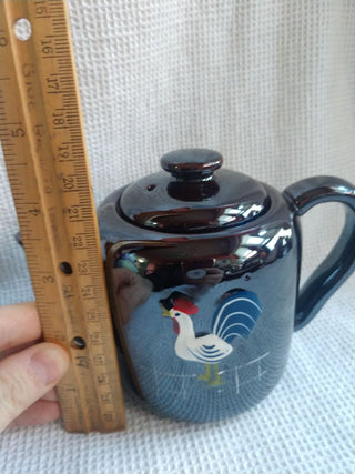 Brown Luster Ware Tea Pot w/ Rooster
