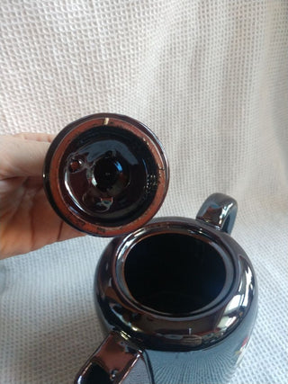 Brown Luster Ware Tea Pot w/ Rooster