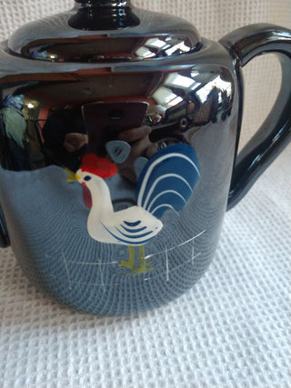 Brown Luster Ware Tea Pot w/ Rooster
