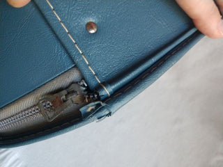 Vntg Blue Egg Shaped train case 1960's