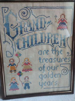 Grandchildren Cross Stich Framed under glass