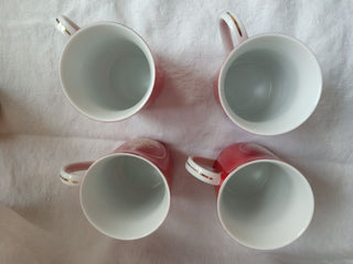 Set of 4 xmas mugs Japan Red w Gold Tree