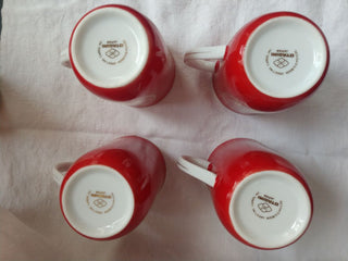 Set of 4 xmas mugs Japan Red w Gold Tree