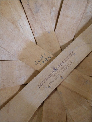 Vntg 1995 Longaberger LG Corn Basket Leather Handles w liner Price Firm