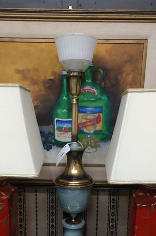 Vintage Torch Lamp - Brass & Blue Enamel