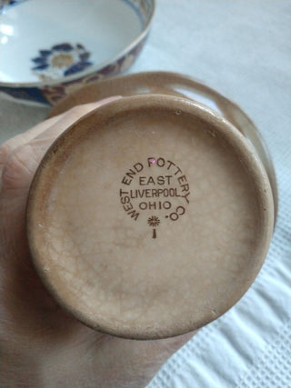 West End Pottery Co. Ohio Porcelain Vase Gold Trim