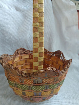 Easter Tulip shaped basket w colored ribbon & dots