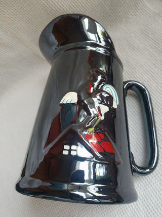 Vntg Brown Lusterware pitcher with Rooster