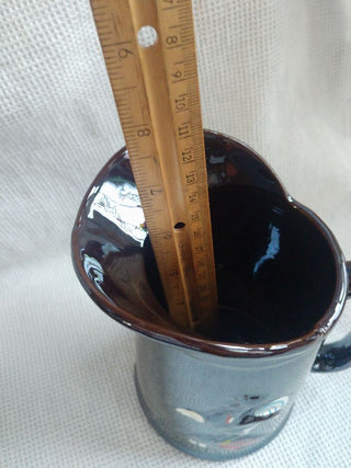 Vntg Brown Lusterware pitcher with Rooster