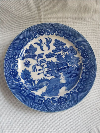 Set of 5 Blue Transfer Ware Willow Ware Plates China 10" Price is Firm