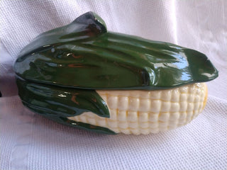 Vntg Corn Shaped Casserole Serving Dish w/ lid Dated 1967