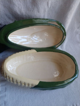 Vntg Corn Shaped Casserole Serving Dish w/ lid Dated 1967