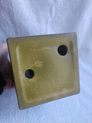 Vntg Green Candle Holder 1970's w gold glitter candle