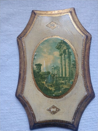 VTG Italian Florentine Wall Plaque Gold Gilt Wood Italy Renaissance Price Firm