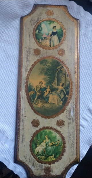 VTG Italian Florentine Wall Plaque Gold Gilt Wood Italy Renaissance Price Firm