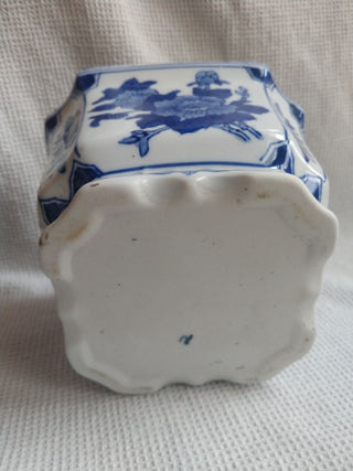 Asian Blue and White Orchid / Flower Pot 5.5"x5.5"x4"