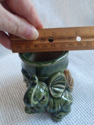 Vintage Green Elephant Small Planter