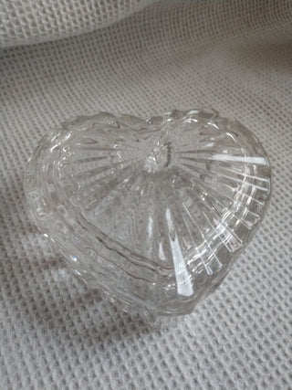 Crystal Glass Heart Shaped trinket dish with lid