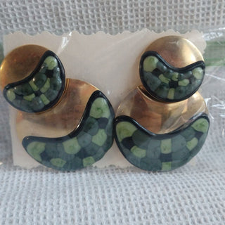 Large Heavy Pierced  Vntg 1980s Earrings