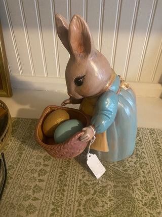 Bunny Holding Basket w\ two Eggs-Ceramic-ty