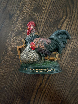 cast iron rooster doorstop