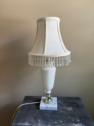 glass lamp w beaded shade