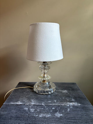 glass lamp w white shade