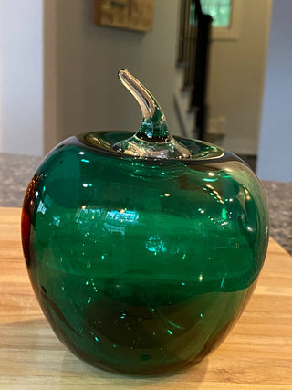 Blenko 4.75" Green Blown Glass Apple -