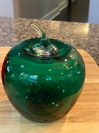 Blenko 4.75" Green Blown Glass Apple -