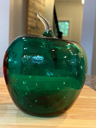 Blenko 4.75" Green Blown Glass Apple -